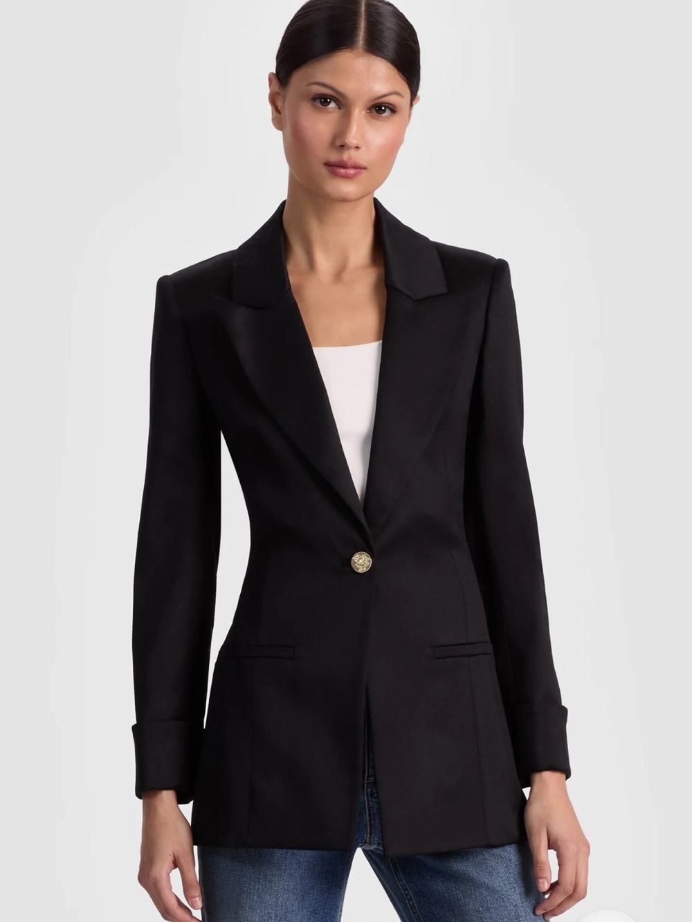 Alice + Olivia Black Fitted Butns Tailored Blazer Suit jacket 6 NEW $595
